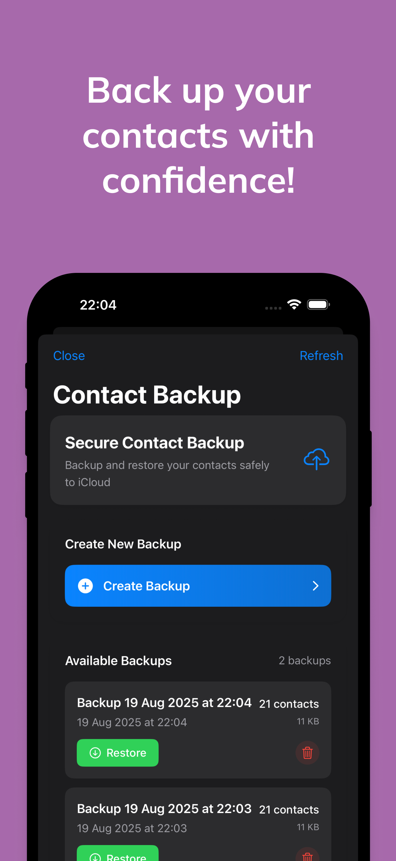 CleanApp AI - Contact Backup